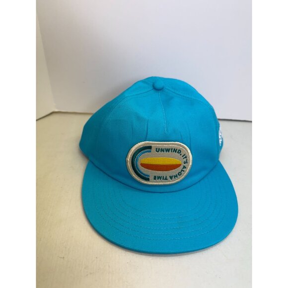 Kona Big Wave Turquoise Adjustable Cap "Unwind Its Aloha Time" Patch - Picture 1 of 6